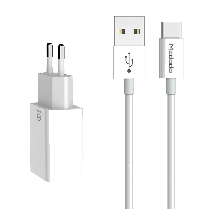 Netzladegerät mit USB-C Kabel McDodo CH-6721 Angebot, 12W, 2.4A, 2 x USB-A, Weiß