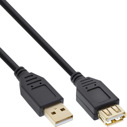InLine® USB 2.0 Verlängerungskabel Typ A, schwarz, vergoldete Kontakte, 3m