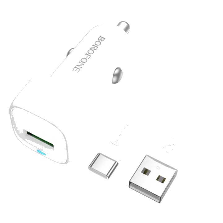 Auto-Ladegerät mit USB-C Kabel Borofone BZ34 Cloud, 18W, 3A, 1 x USB-A, Weiß