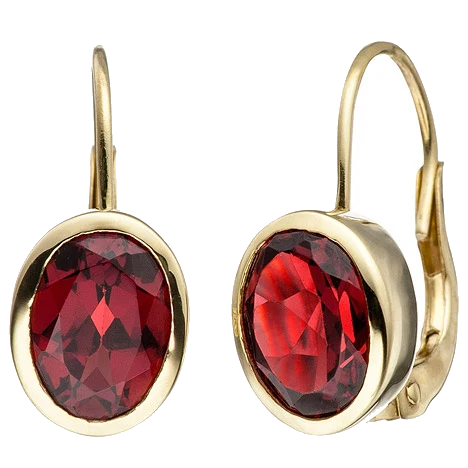 Boutons 333 Gold Gelbgold 2 Granate rot Ohrringe Ohrhänger Granatohrringe