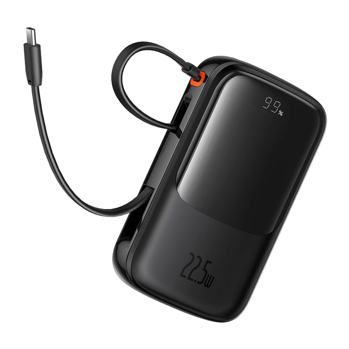 Externer Akku Baseus Qpow Pro+, 10000mAh, 22.5W, QC + PD, 1 x USB-A - 2 x USB-C, Schwarz P10067101113-00