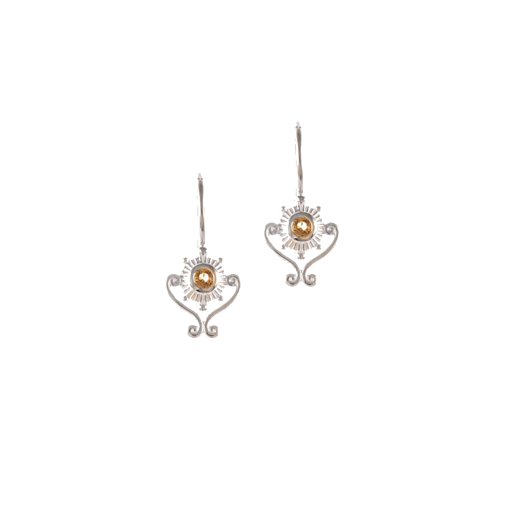 Ohrringe Bouton 925 Silber Zirkonia cognac