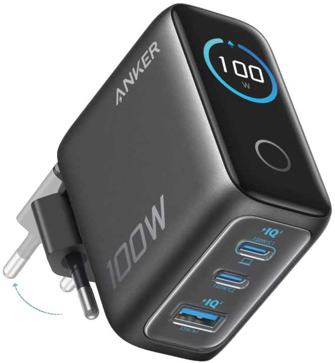 Anker 100W 3-Port Ladegerät mit USB-C Kabel, schwarz