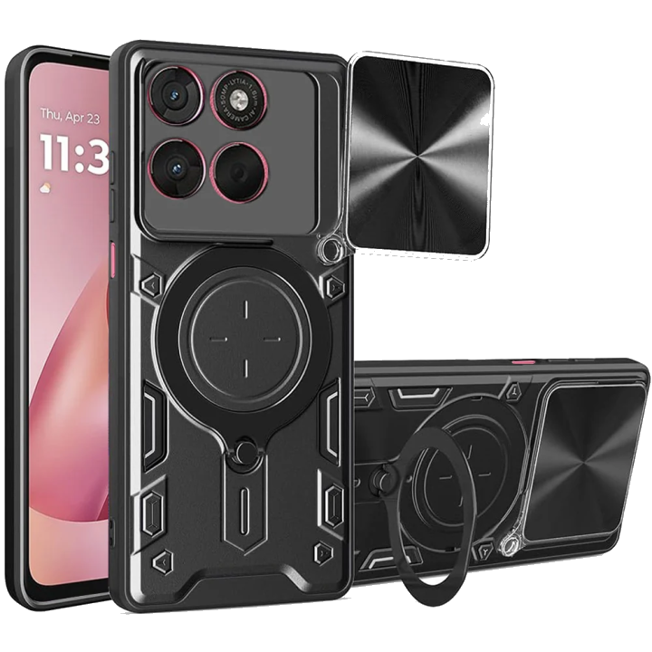 Hülle für Motorola Moto G67 Power / G57 Power, Techsuit, CamGuard Pro, Schwarz