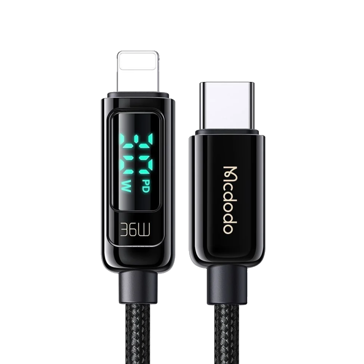 USB-C - Lightning Lade- und Datenkabel McDodo CA-8810 Display, 36W, 1.2m, Schwarz