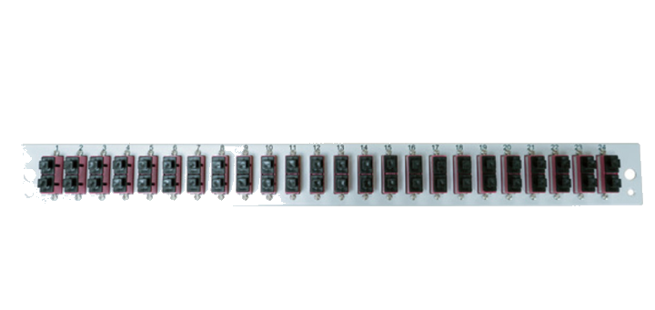 Glasfaser Verteiler Bestückte Frontblende mit 24 x SC Duplex, Kupplung OM4 vertikal, schwarz - 1 VPE = 50 Stï¿½ck