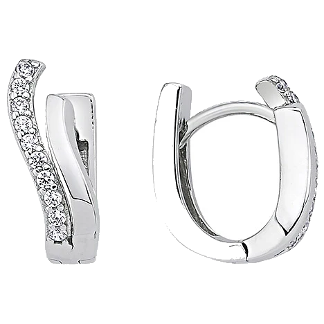 Creolen 925 Sterling Silber 20 Zirkonia Ohrringe Silberohrringe