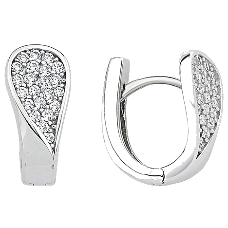 Creolen 925 Sterling Silber 44 Zirkonia Ohrringe Silberohrringe