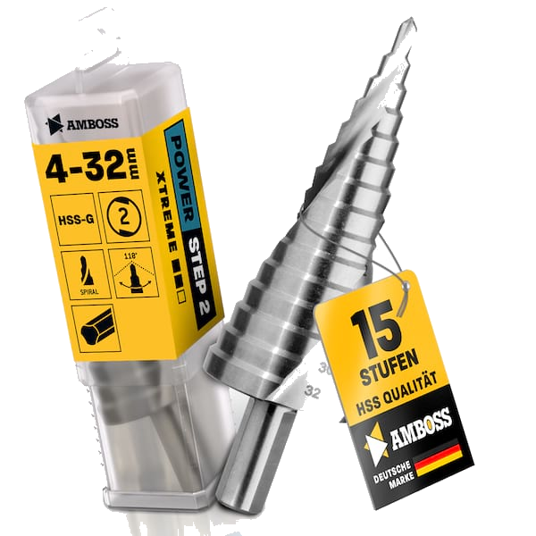 AMBOSS Stufenbohrer HSS-G D:4-6-8-10-12-14-16-18-20-22-24-26-28-30-32mm