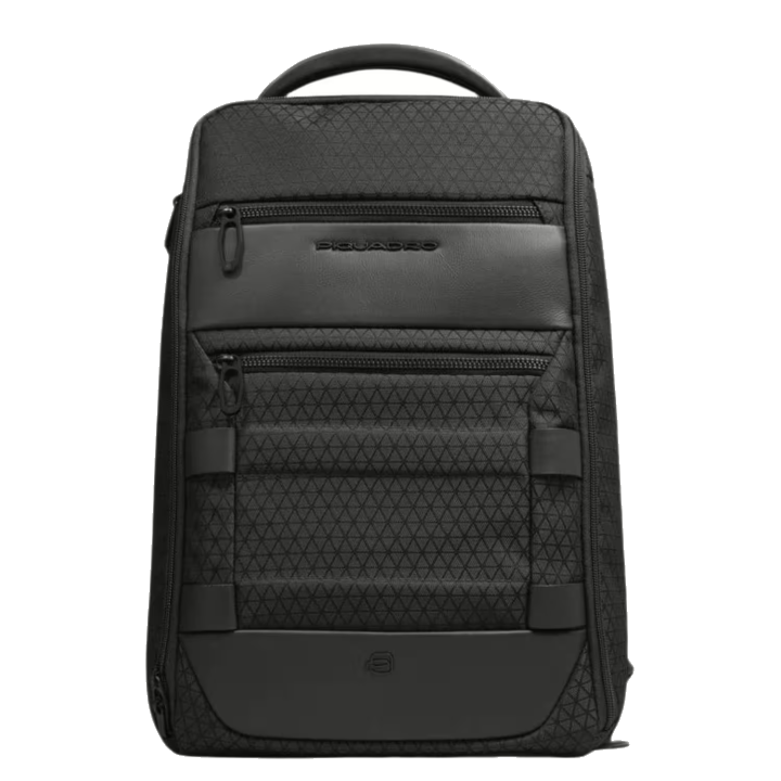 Piquadro Hexagon Modularer Reise-Laptop-Rucksack aus recyceltem Stoff und Leder