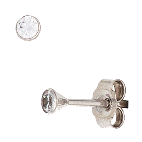 Ohrstecker rund 333 Gold Weißgold 2 Zirkonia Ohrringe Goldohrstecker
