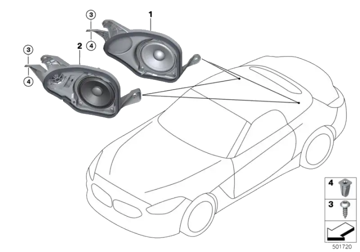 BMW Träger Lautsprecher Trennwand rechts 65132622622 - Bildpositi