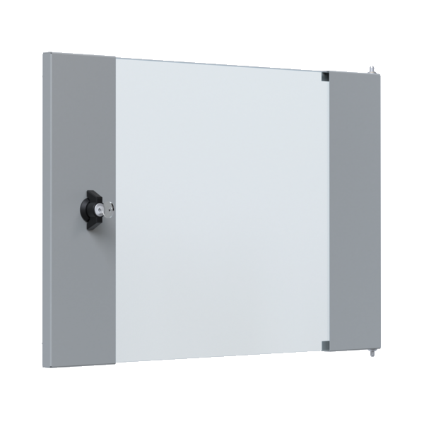 Glastür für 19" X-Rack Wandgehäuse, 9HE grau RAL7035 3/3