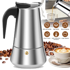 Espressokocher Kaffeemaschine Moka Pot Edelstahl Induktion geeignet für Camping
