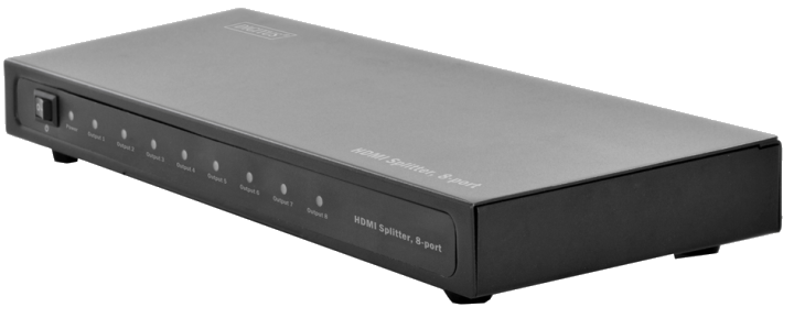 Digitus HDMI Splitter, 8-Port, 1080p, 3D, High Speed 2.25 Ghz/225 MHz, Metall-Gehäuse, schwarz