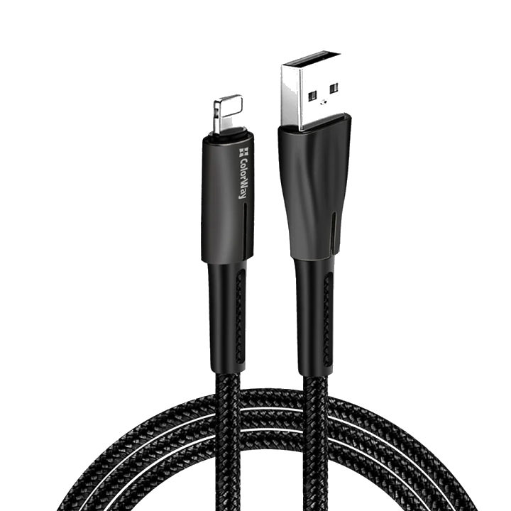 Daten- und Ladekabel USB-A - Lightning ColorWay CW-CBUL035, 18W, 1m, Schwarz