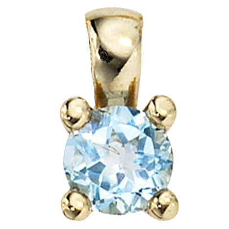 Anhänger 333 Gold Gelbgold 1 Blautopas blau Goldanhänger
