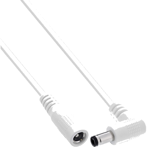 InLine® DC Verlängerungskabel, Winkelstecker, 5,5 x 2,1 mm, weiß, 2 m