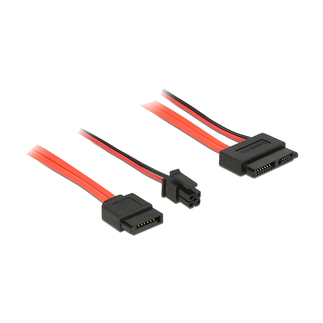 DeLOCK 0.3m, SATAIII 7p + 4p/Slim SATAIII 13p SATA cable