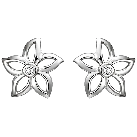 Ohrstecker Blume 925 Sterling Silber 2 Zirkonia Ohrringe Silberohrringe