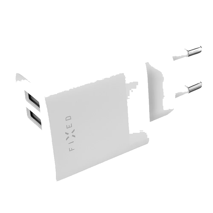 Netzladegerät Fixed, 17W, 3A, 2 x USB-A, Weiß