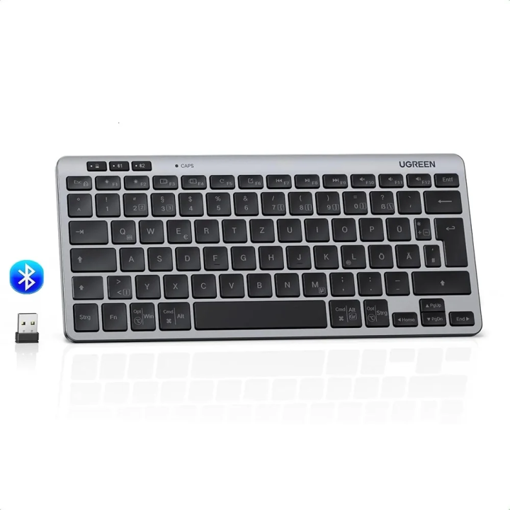 UGREEN 75049 Kabellose Tastatur, BT / Wi-Fi, Schwarz