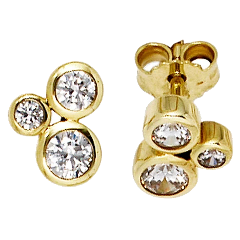 Ohrstecker 333 Gold Gelbgold 6 Zirkonia Ohrringe Goldohrstecker