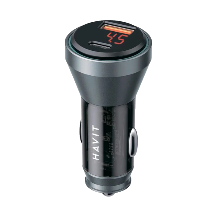 Auto-Ladegerät HAVIT CC2017, 45W, 3A, 1 x USB-A - 1 x USB-C, Schwarz Blau