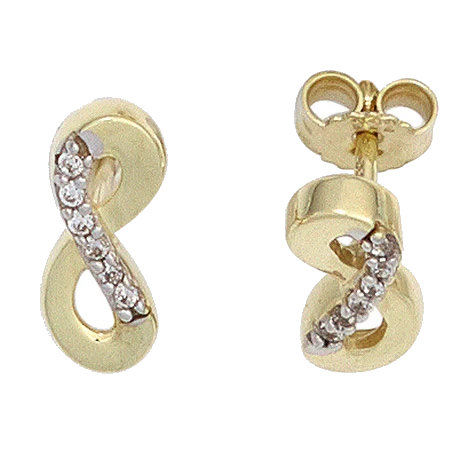 Ohrstecker Unendlichkeit 333 Gold Gelbgold bicolor mit Zirkonia Ohrringe