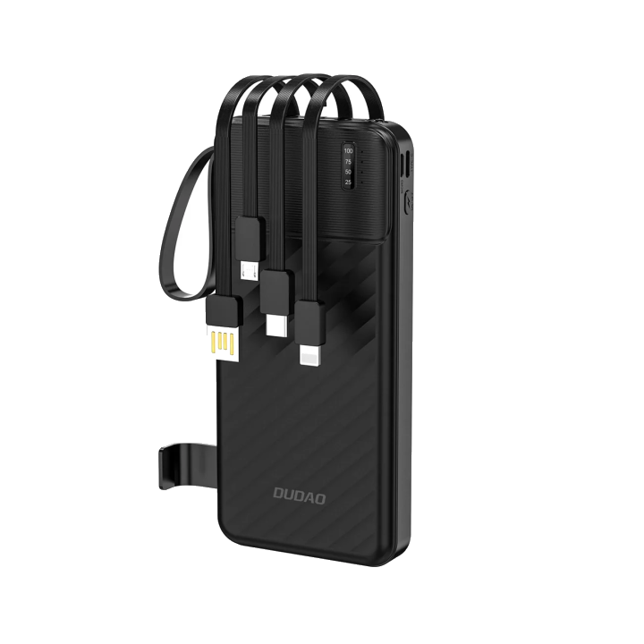 Externer Akku Dudao K11, 10000mAh, 10W, 1 x Lightning - 1 x microUSB - 1 x USB-A - 1 x USB-C, Schwarz