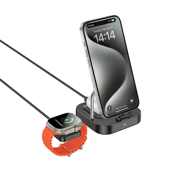 Drahtloses Netzladegerät HOCO CQ16A 3in1, 15W, 1.67A, Schwarz