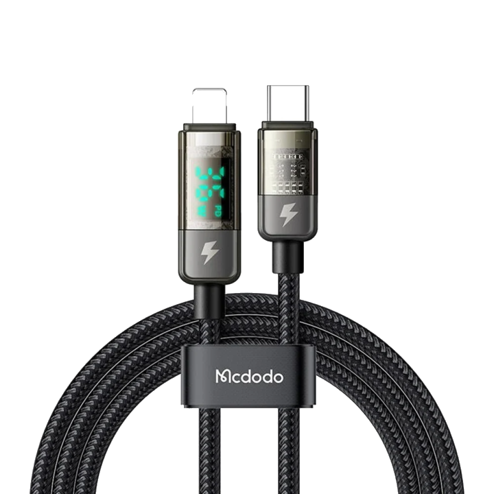 USB-C - Lightning McDodo CA-3600 Daten- und Ladekabel mit Auto Power Off Display, 36W, 1.2m, Schwarz
