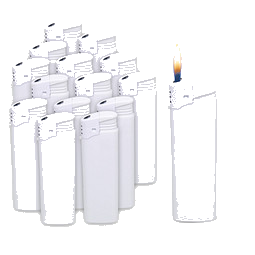 Werbe-Set: Nachfüllbare Piezo-Feuerzeuge, 400-tlg., weiß, inkl. Druck