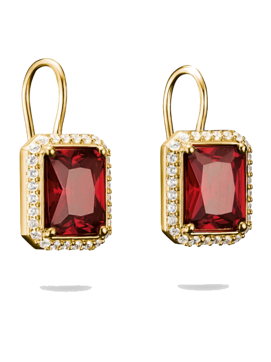 Thomas Sabo H2338-414-10 Ohrringe Rote Achteckige Steine vergoldet Damen