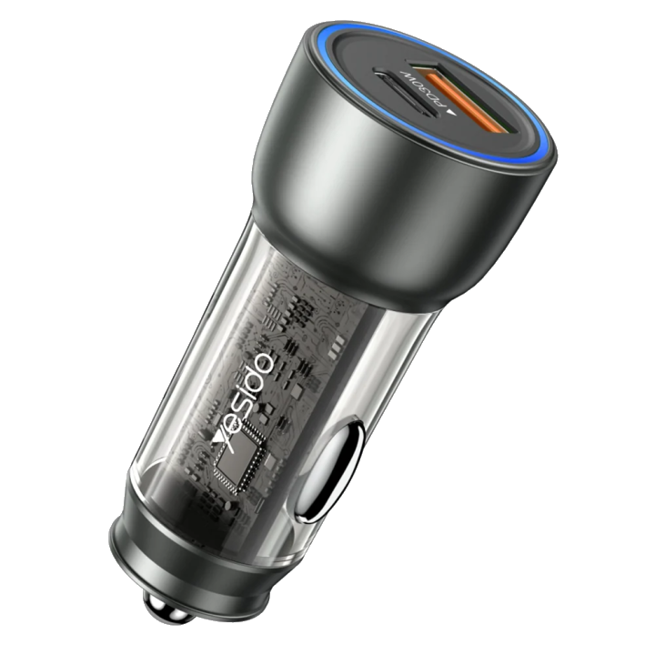 Auto-Ladegerät Yesido Y49, 30W, 3A, 1 x USB-A - 1 x USB-C, Grau