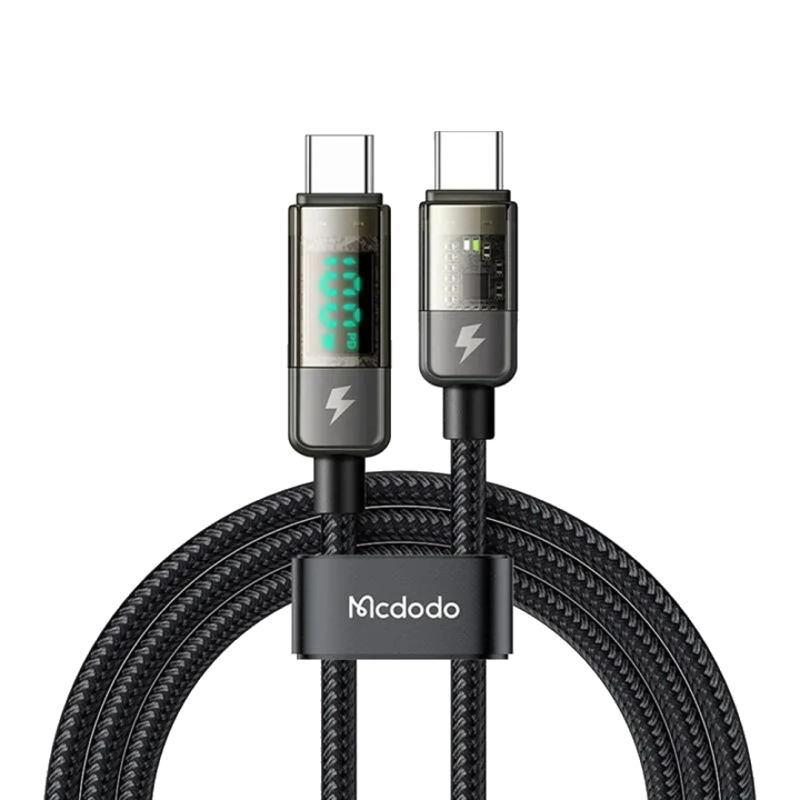 Daten- und Ladekabel USB-C - USB-C McDodo CA-3610 Display Auto Power Off, 100W, 1.2m, Schwarz