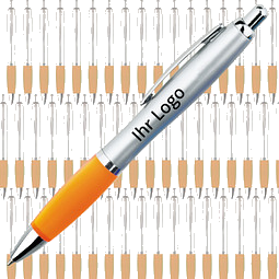 Werbe-Set: 400 LANCE® Kugelschreiber Rio Satin, inkl. Druck, blaue Mine, silber/orange