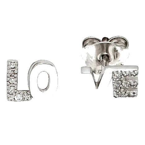 Ohrstecker LOVE Liebe 925 Sterling Silber rhodiniert mit Zirkonia Ohrringe
