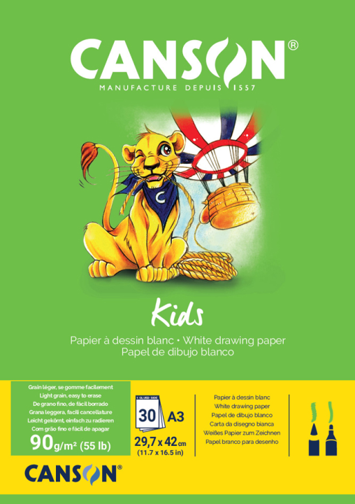 CANSON Zeichenblock Kids, DIN A3, 90 g/qm, 30 Blatt