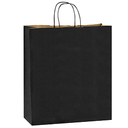 Papier-Tragetasche gerippt, groß, schwarz
