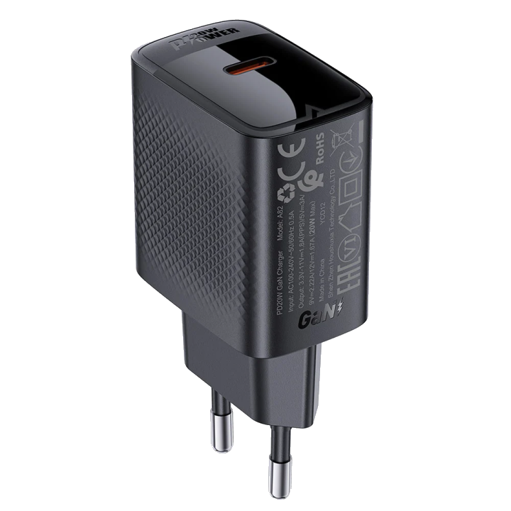 Netzladegerät Acefast A82, 20W, 3A, 1 x USB-C, Schwarz