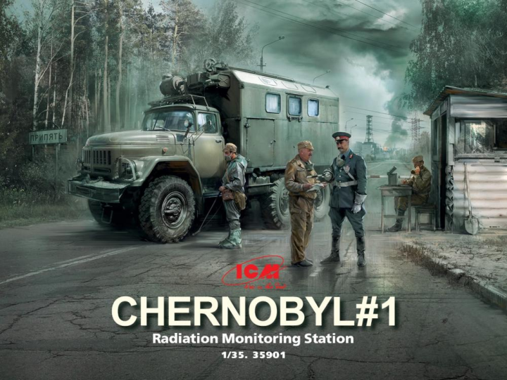 Chernobyl 1.Radiation Monitoring Station (ZiL-131KShM truck & 5 Figures & diorambase w.background)