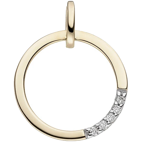 Anhänger 585 Gold Gelbgold 5 Diamanten Brillanten Goldanhänger Diamantanhänger