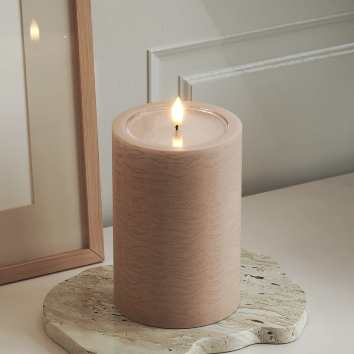Unique LED-Blockkerzen D 10 x 15 cm Rosa