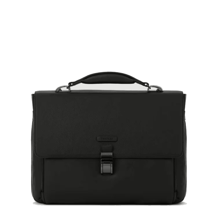 Piquadro Modus Special Ausdehnbare Laptoptasche 15,6" mit Überschlag Schwarz