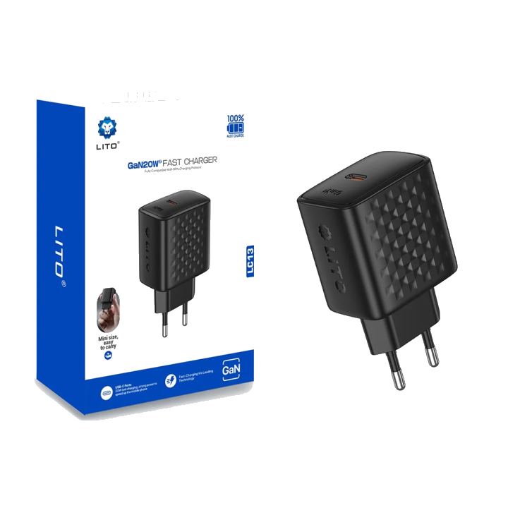 Netzladegerät Lito LC13, 20W, 3A, 1 x USB-C, Schwarz