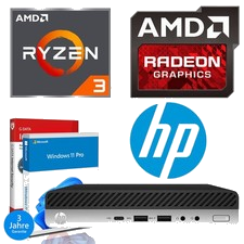 HP Mini Gaming PC AMD Ryzen 3 16GB 512GB SSD Radeon RX Vega Computer Windows 11