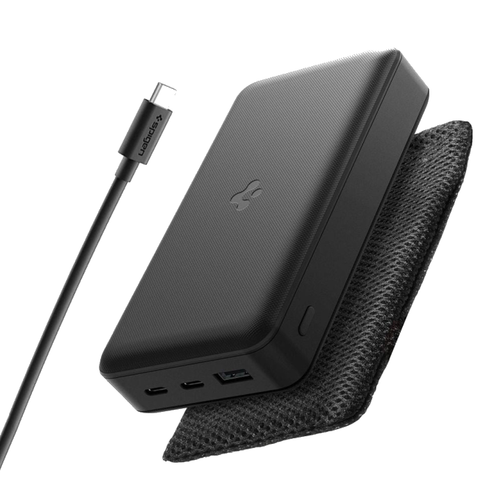 Externer Akku Spigen, 20000mAh, 30W, QC + PD, 1 x USB-A - 2 x USB-C, Schwarz ABA09433