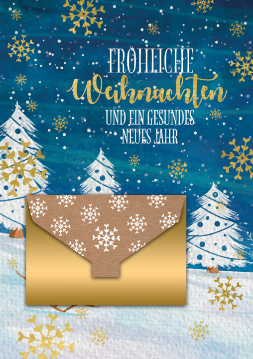CACTUS Geldschein-Weihnachtskarte , Winterlandschaft,
