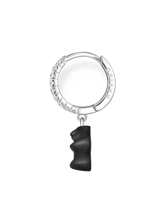 Thomas Sabo CR726-052-11 Silberne Einzel-Creole mit schwarzem Goldbären Anhänger Damen